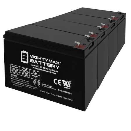 12V 7.2AH SLA Battery For Calrad 95-600 6 Zone Alarm System - 4PK